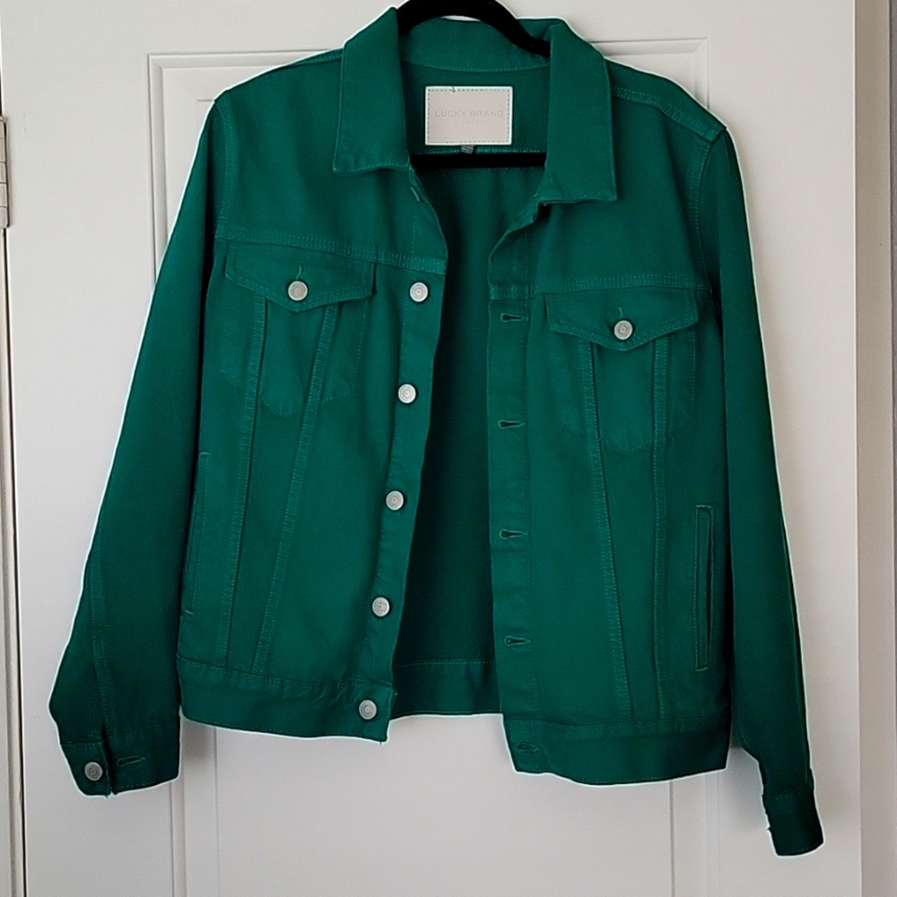 Lucky Brand EUC green denim trucker jacket